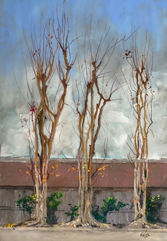 Winter Crape Myrtle Trio by artist Enid Wood